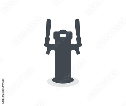 Bar Beer Tap logo design. Silhouette of beer tap with handle. Element of beer pump. Front view. vector design and illustration.
