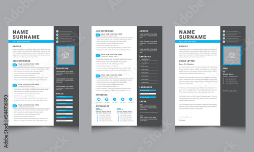 Elegant Resume Set  with Cover Letter cv design vector  business layout job applications