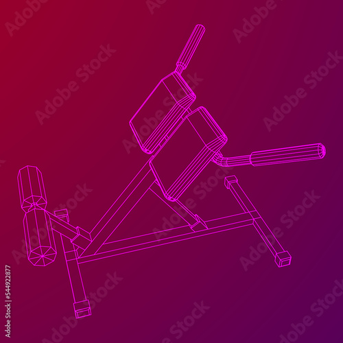 Modern exercise machine for the back and abs. Hyperextension simulator.