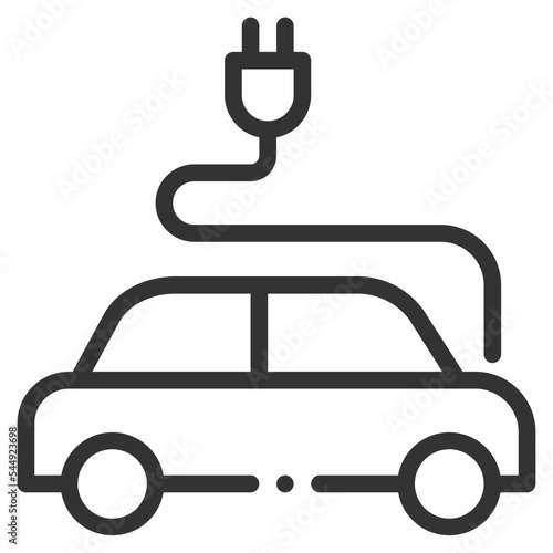 Vector eco car outline icon on the empty white background