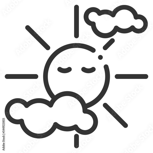 Vector sun test outline icon on the empty white background