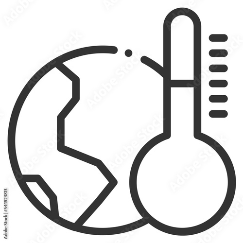 Vector temperature outline icon on the empty white background