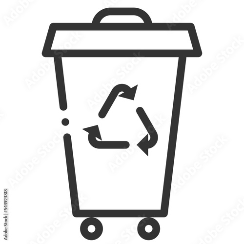 Vector trash outline icon on the empty white background