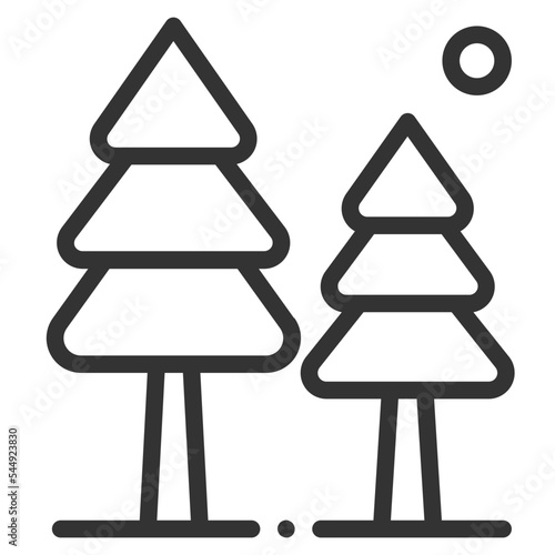 Vector tree outline icon on the empty white background