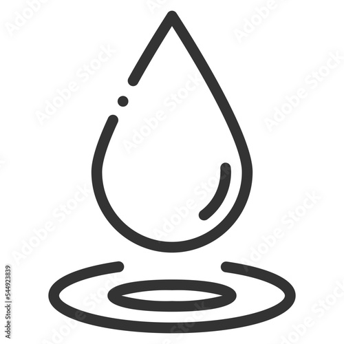 Vector waterdrop icon on the empty white background