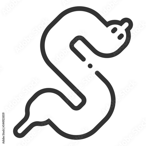 Vector worm icon on the empty white background
