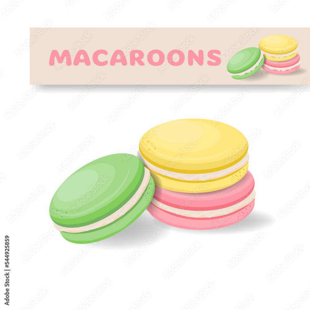 Detailed Icon. Macaroons, vector illustration isolated on a white background