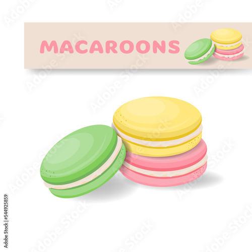 Obraz na płótnie Detailed Icon. Macaroons, vector illustration isolated on a white background w salonie