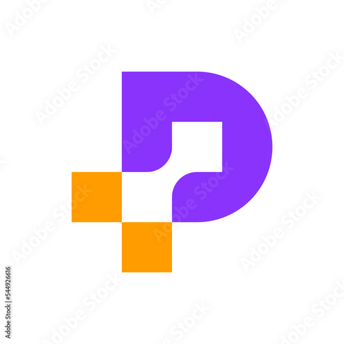 Letter P technology abstract logo design