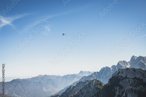airplane over the mountains