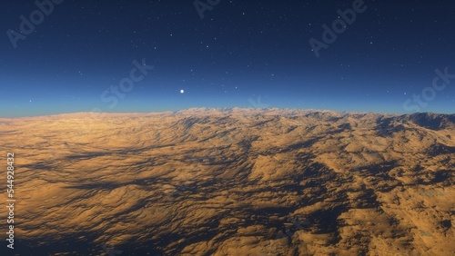 alien planet landscape  science fiction illustration  view from a beautiful planet  beautiful space background 3d render 