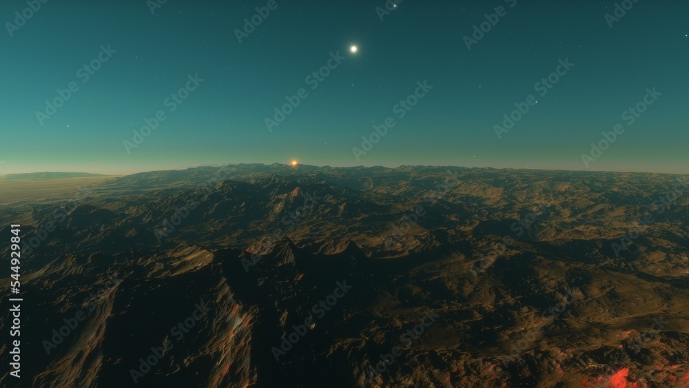 science fiction wallpaper, cosmic landscape, realistic exoplanet, abstract cosmic texture, beautiful alien planet in far space, detailed planet surface, abstract aerial view, abstract texture 3d rende