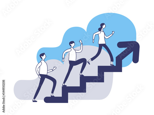 a flat design illustration of business person with chart,step