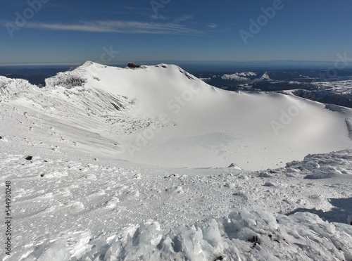 snow covered mountains, lonquimay volcano summit in Chile photo