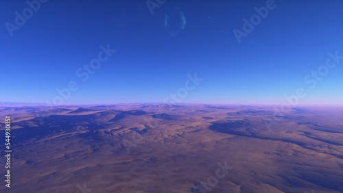 alien planet landscape  science fiction illustration  view from a beautiful planet  beautiful space background 3d render 