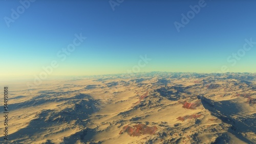 landscape on planet Mars  scenic desert scene on the red planet 