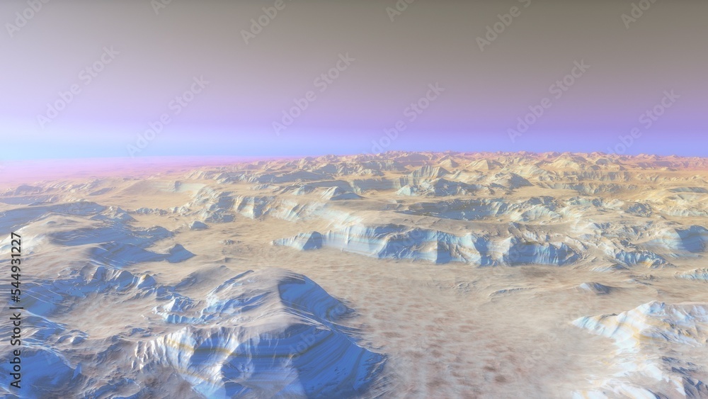 Fototapeta premium landscape on planet Mars, scenic desert scene on the red planet 