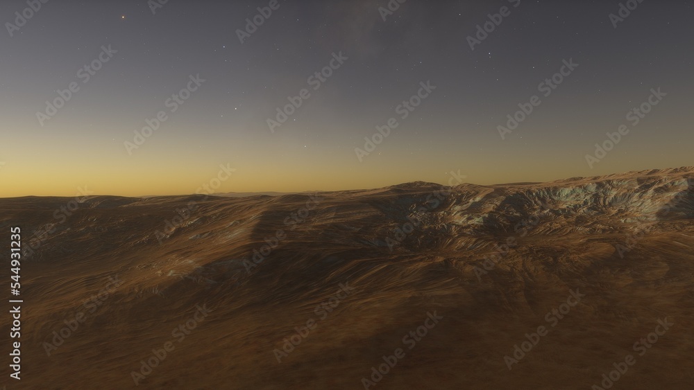 landscape on planet Mars, scenic desert scene on the red planet
landscape on planet Mars, scenic desert scene on the red planet