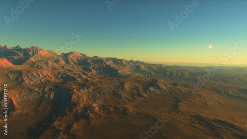 landscape on planet Mars  scenic desert scene on the red planet 