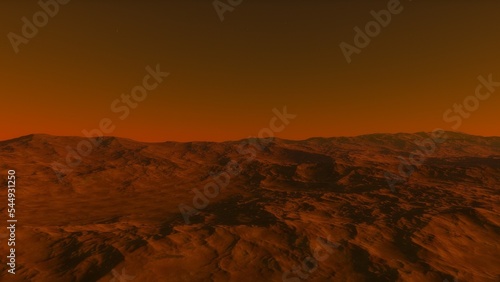 landscape on planet Mars  scenic desert scene on the red planet 