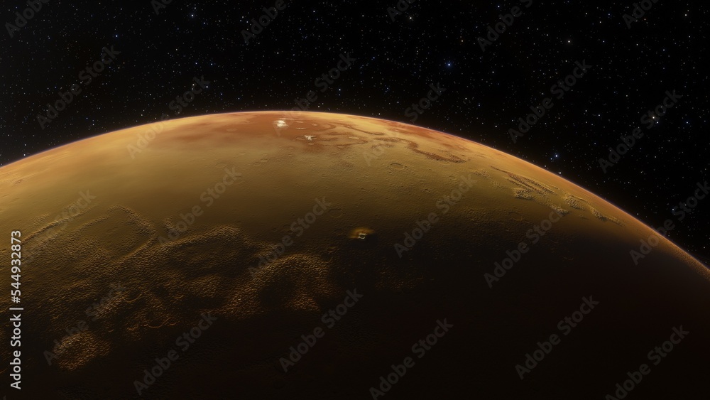 Fototapeta premium super-earth planet, realistic exoplanet, planet suitable for colonization, earth-like planet in far space, planets background 3d render