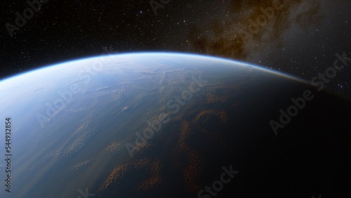 super-earth planet  realistic exoplanet  planet suitable for colonization  earth-like planet in far space  planets background 3d render 