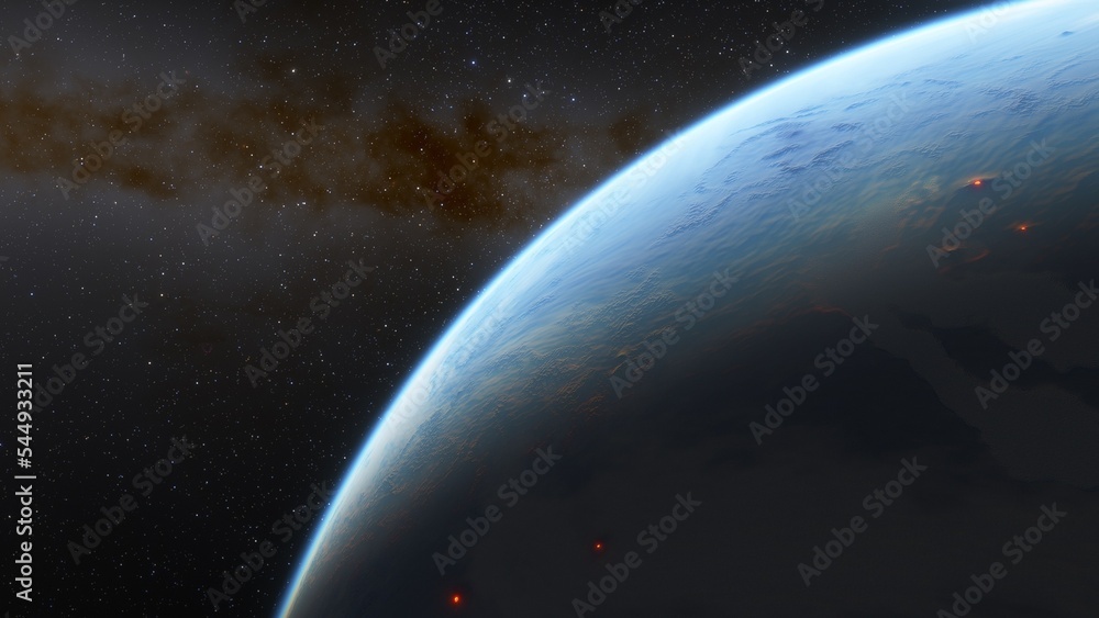 Naklejka premium Planets and galaxy, science fiction wallpaper. Beauty of deep space. Billions of galaxy in the universe Cosmic art background 3d render 