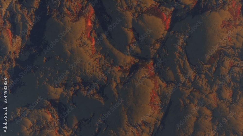Naklejka premium View of the 3d rendering realistic planet mars surface from space. 