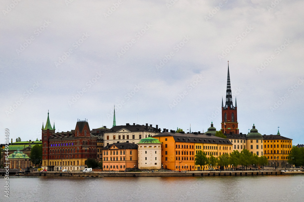 View of the old town in Stockholm in a cloudy day.