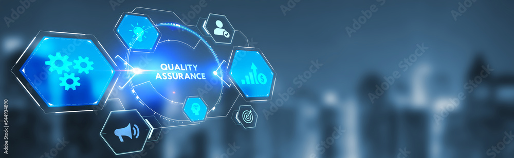 Business, Technology, Internet and network concept. Quality Assurance service guarantee standard. 3d illustration Business, Technology, Internet and network concept. Quality Assurance service guarantee standard. 3d illustration