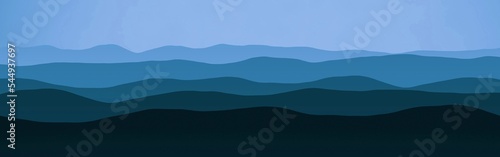 creative panoramic image of hills ridges in the haze cg texture or background illustration