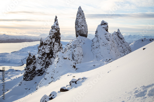 Old Man of Storr in the snow, Isle Of Skye. Winter 