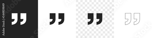 Set of quote mark, quotes icon, sign, symbol, emblem. Ditto marks icon set. Quotation marks. Dialogue discussion symbol for UI UX, website, mobile app.