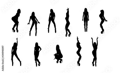 Set of sexy dancer silhouettes vector