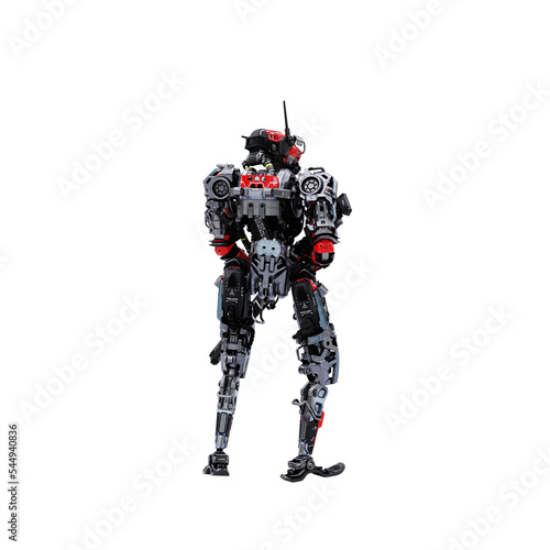Cyberpunk future tech internal security forces patrol droid