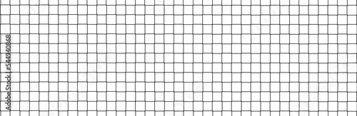 Net texture pattern on white background. Net texture pattern for backdrop and wallpaper. Realistic net pattern with black squares. Geometric background, vector illustration