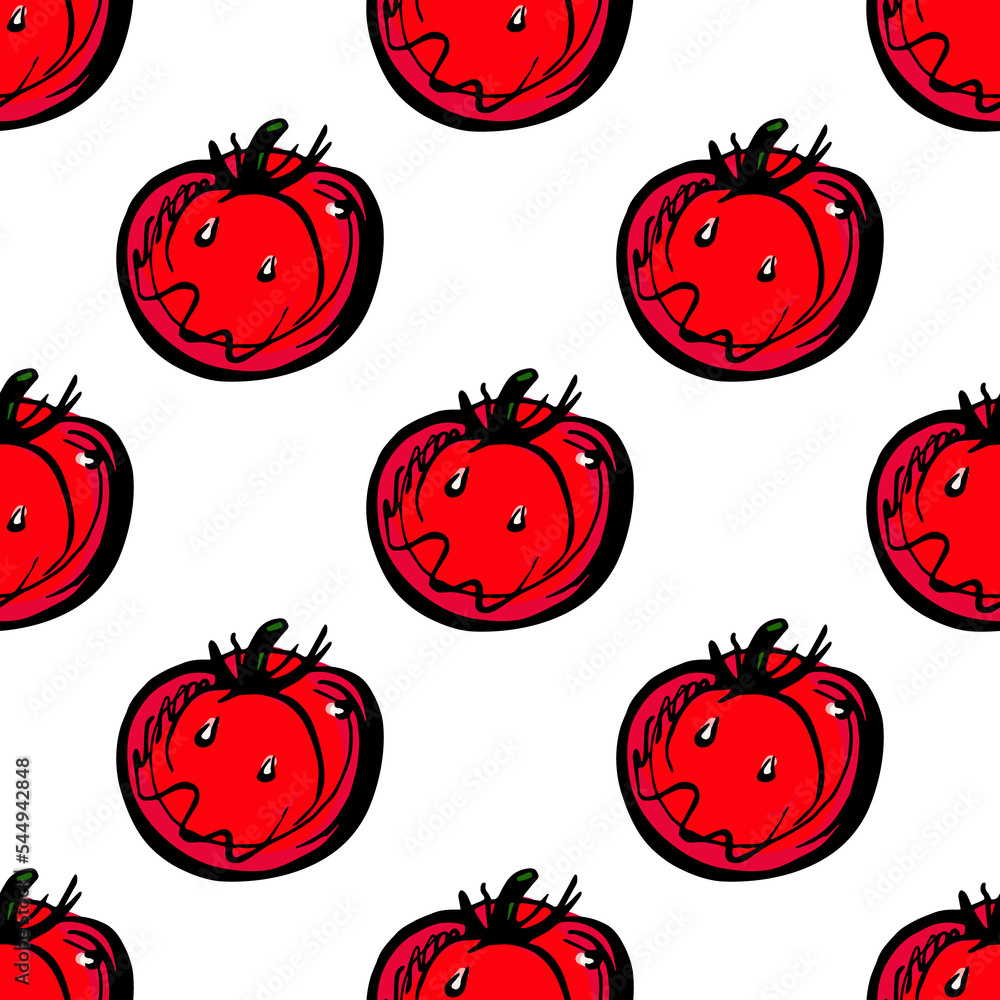 Seamless pattern with hand drawn tomatoes. Suitable for packaging, wrappers, surface and fabric design. PNG illustration Seamless pattern with hand drawn tomatoes. Suitable for packaging, wrappers, surface and fabric design. PNG illustration