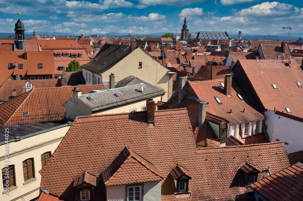 Blick über die Altstadt Dächer von Bamberg in Oberfranken Deutschland
