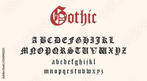 Classic Gothic Font. Vintage alphabet for Hip Hop and Rap aesthetic. Medieval abc vector set. 90's letters collection for football fans. 
