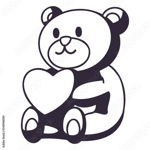 Teddy bear holding heart icon