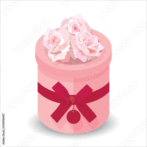 Vector image of a round gift box