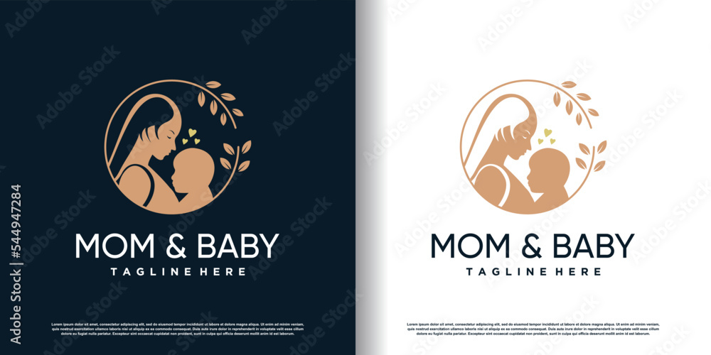 Mom baby logo design vector with creative concept premium vector