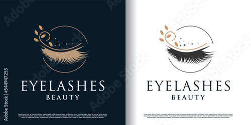 Eyelash logo icon with modern beauty concept design premium vector
