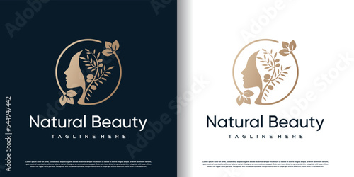 Nature beauty logo design vector with creative concept premium vector