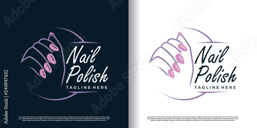 Nail polish logo icon with modern creative and unique concept premium vector