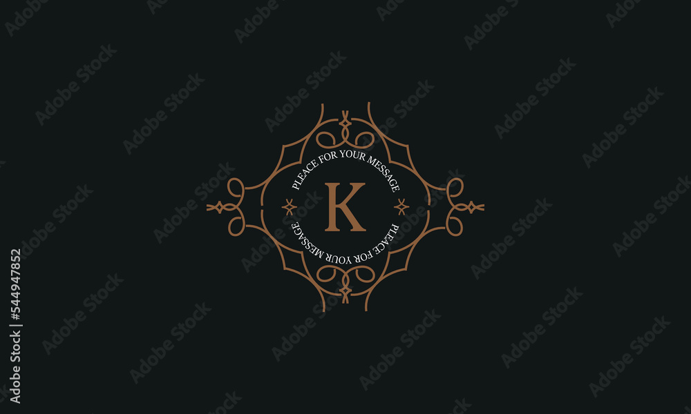 Vintage monogram or logo template from elegant calligraphic lines. Vector illustrations with the letter K