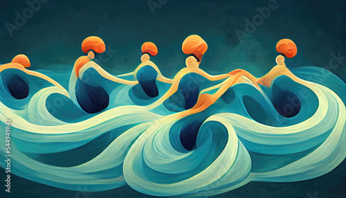 cartoon abstract synchronized swimming poster illustration photo