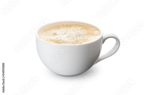 espresso coffee in a white cup on a white background