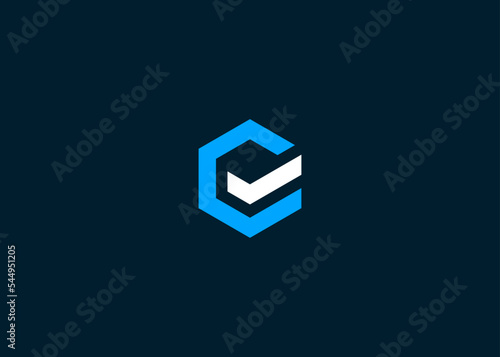 letter c with check logo design vector illustration template