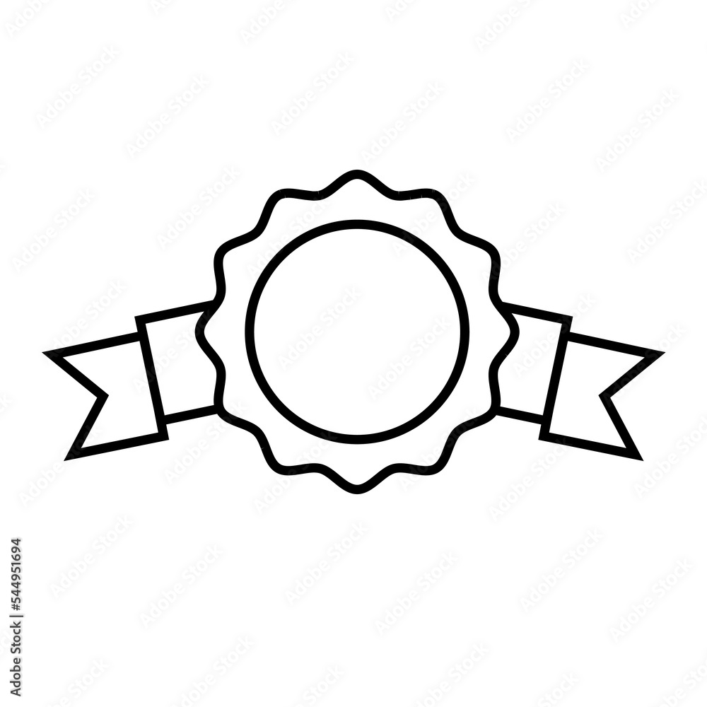 First place award line icon in flat style. Rosette symbol isolated on